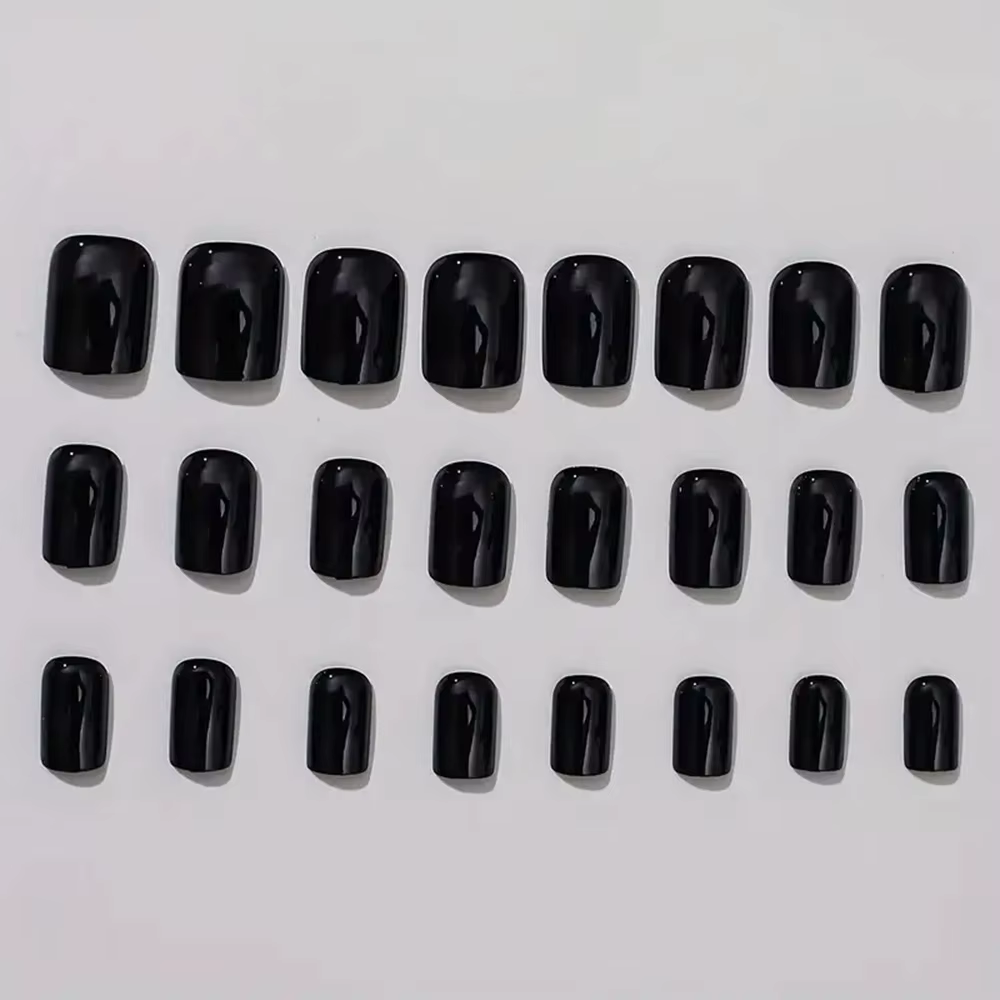 ARTAUG 24 pièces presse moyenne sur les ongles carré noir haute Saturation ongles breloques presse s
