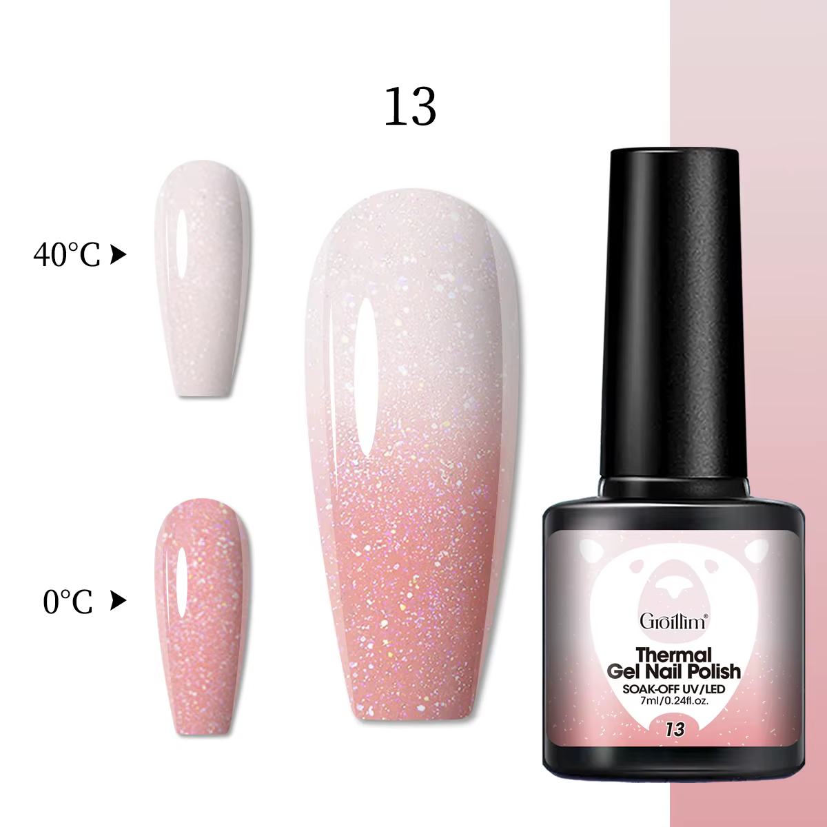 Vernis gel thermique à couleurs changeantes de 7 ml – Vernis à ongles semi-permanent à paillettes ré