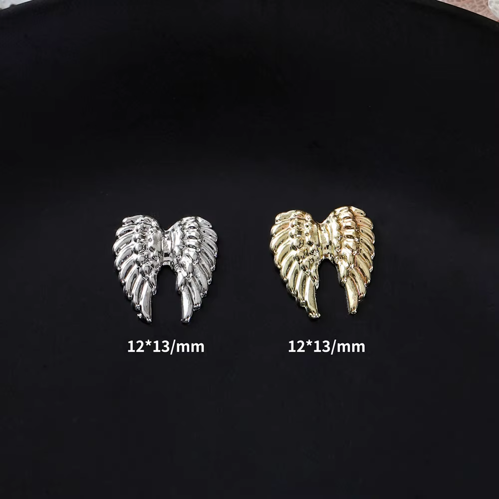 Ailes d'ange en métal pour décoration d'ongles, 20 pièces, or et argent, breloques pour Nail Art, ma
