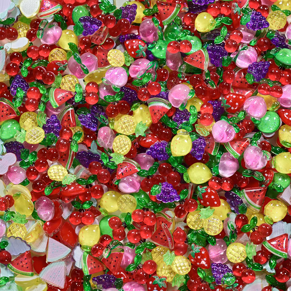 Breloques pour ongles Fruits d'été 3D, 50 pièces, Mini résine pastèque/cerise/fraise/citron/pomme, d