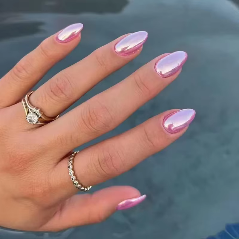 Faux ongles simples rouge vin avec colle, mi-longs, à pression en amande, à tête ronde, ovale, couve