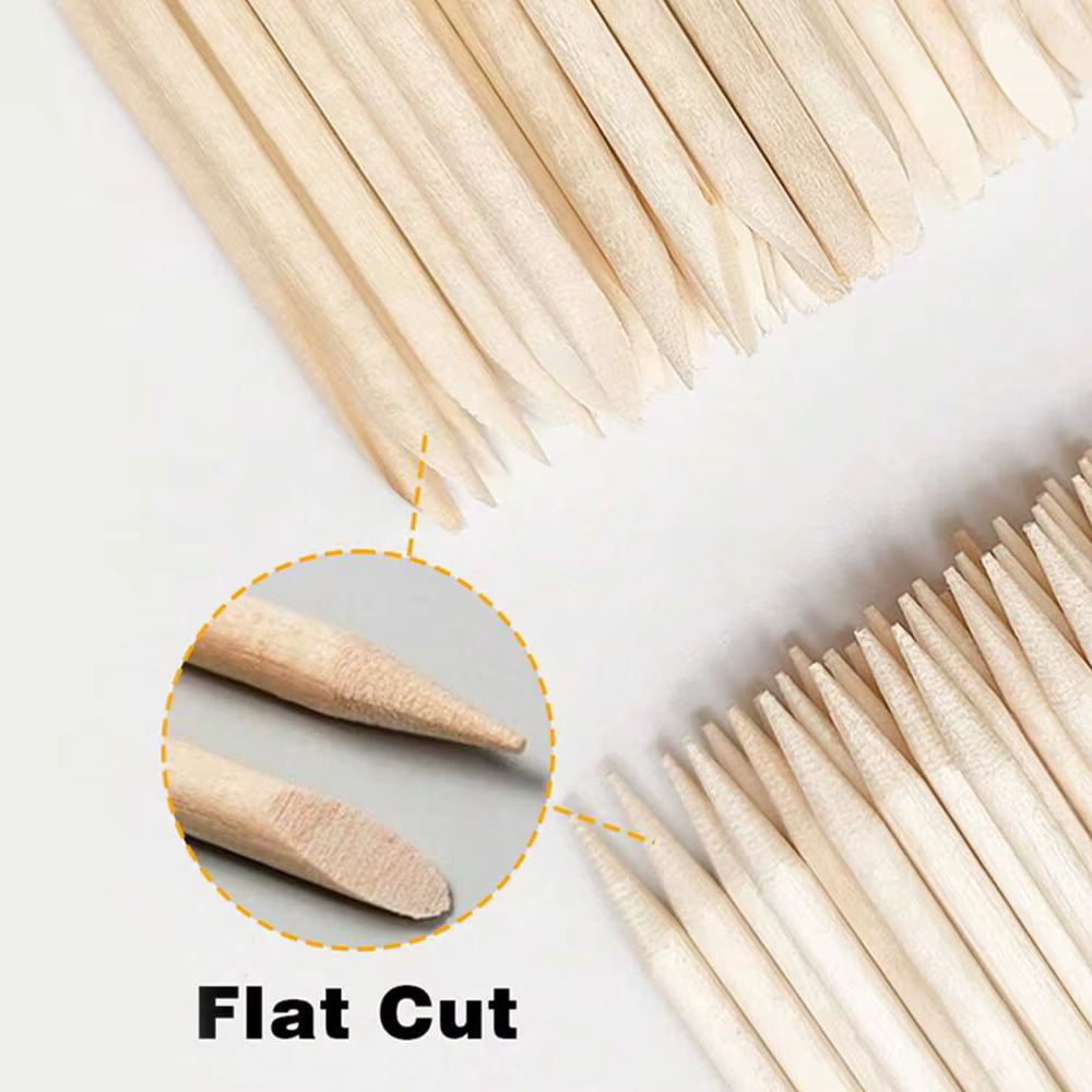 100 pièces bâtons en bois Orange pour ongles Double face poussoir à cuticules dissolvant Nail Art ma