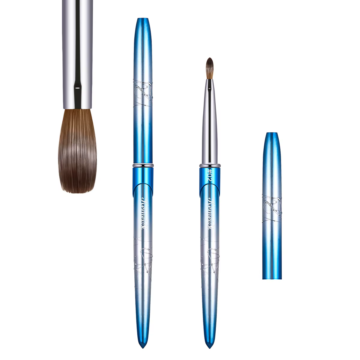 KEMEISI – pinceaux pour Nail Art Kolinsky 100% pur, poignée robuste, poudre acrylique de forme ovale