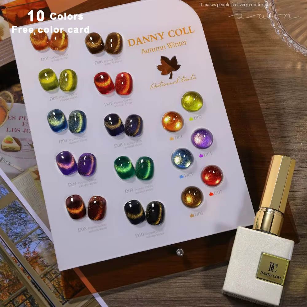 Kit de vernis à ongles en gel UV avec carte de document, ensemble de vernis à ongles, automne, hiver