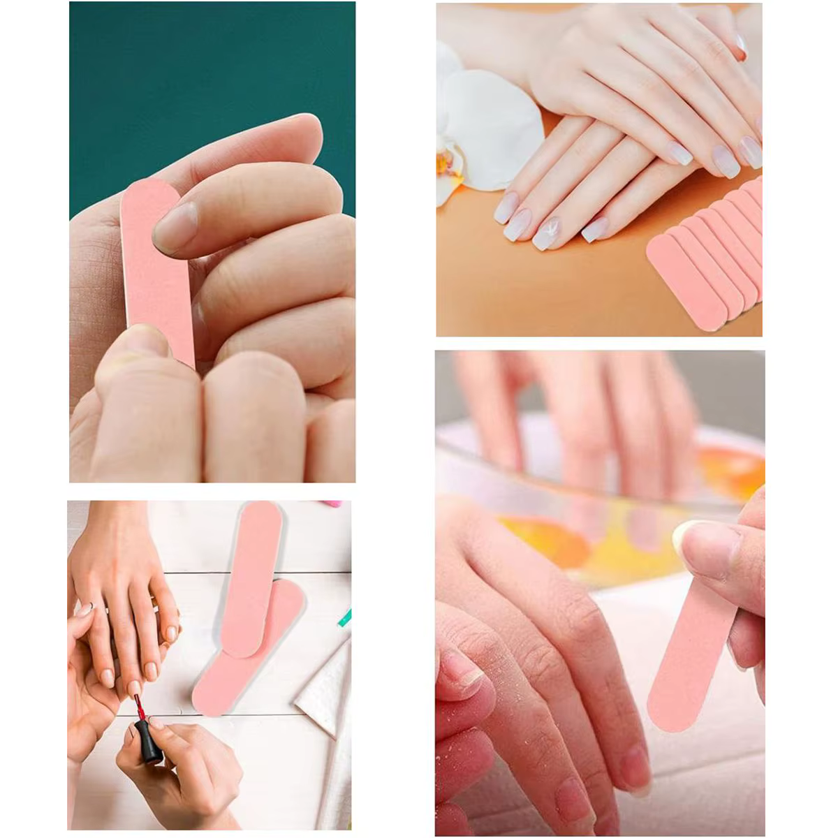 15 à 1000 pièces de limes à ongles roses double face en émeri pour manucure, pédicure, nail art, pol
