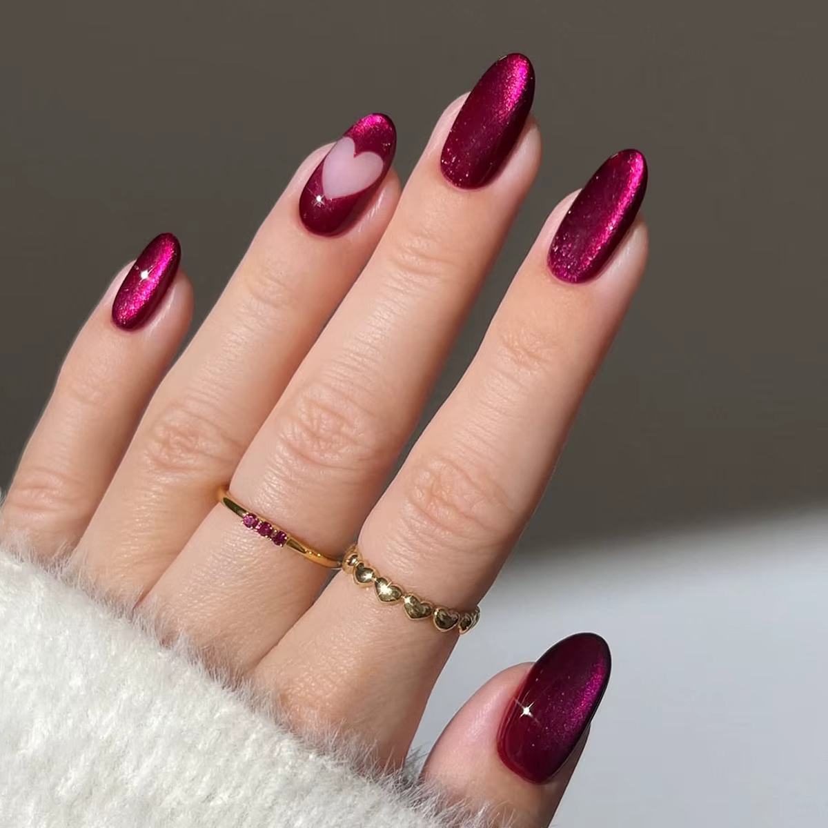 Faux ongles en forme d'oeil de chat rouge Rose, amande, manucure Simple, DIY, 24 pièces, à pression,