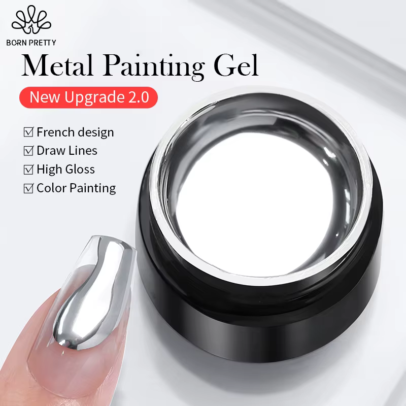 BORN PRETTY 5ml peinture métallique Gel vernis forte argent Effection Nail Art tremper Gel vernis à 