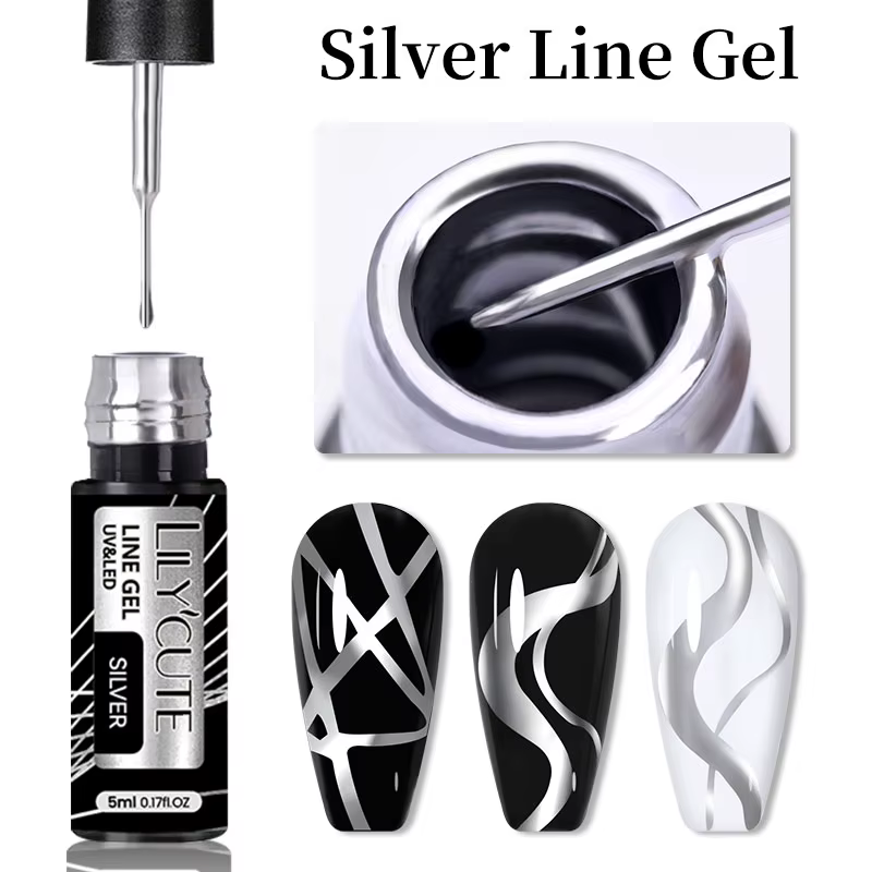 LILYCUTE 5ml vernis Gel métallique peinture Liner Super brillant or argent miroir Gel vernis à ongle