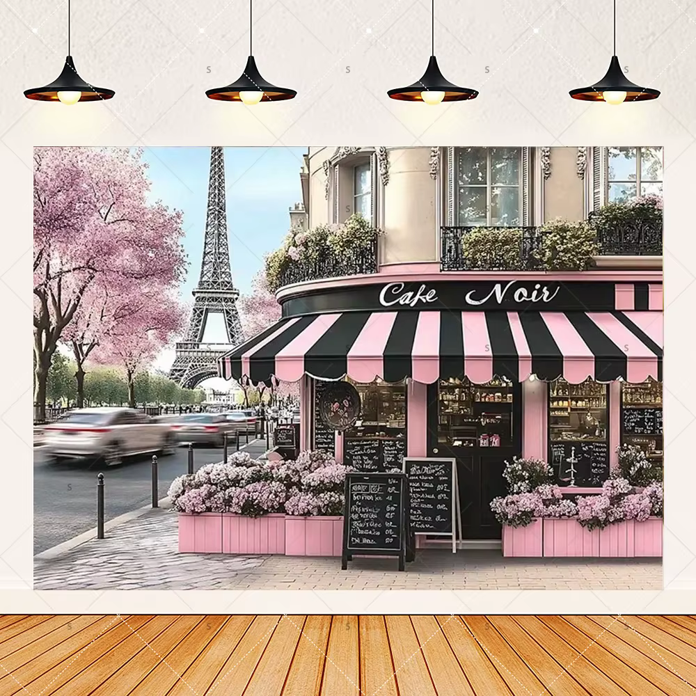 Décor de café parisien, photographie de style parisien ‌   Fournitures de décoration pour fête d'ann