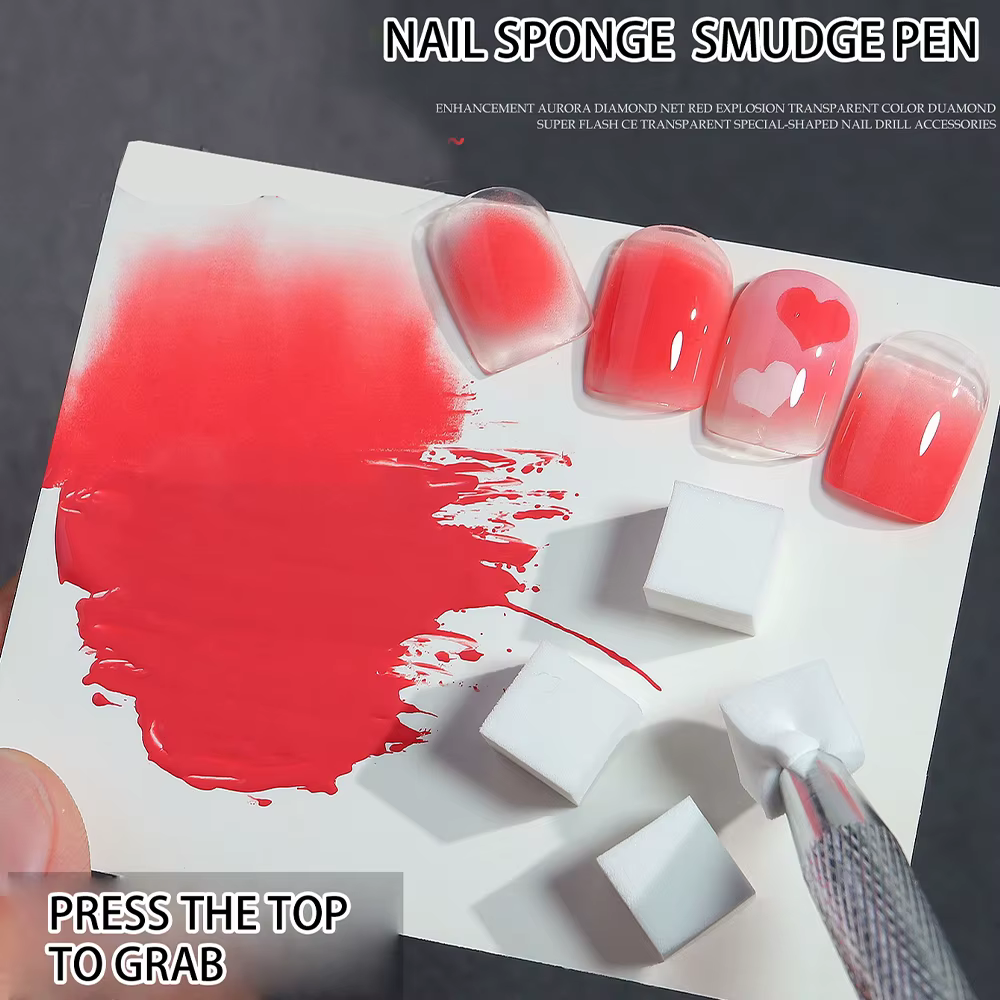 Ensemble d'éponges pour Nail Art, 100 pièces, avec stylo à saisir, pour bricolage, vernis Gel, bross