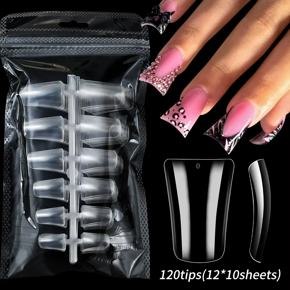 Faux ongles en bec de canard transparent, couverture complète, 12 tailles, Extension d'ongles à pres