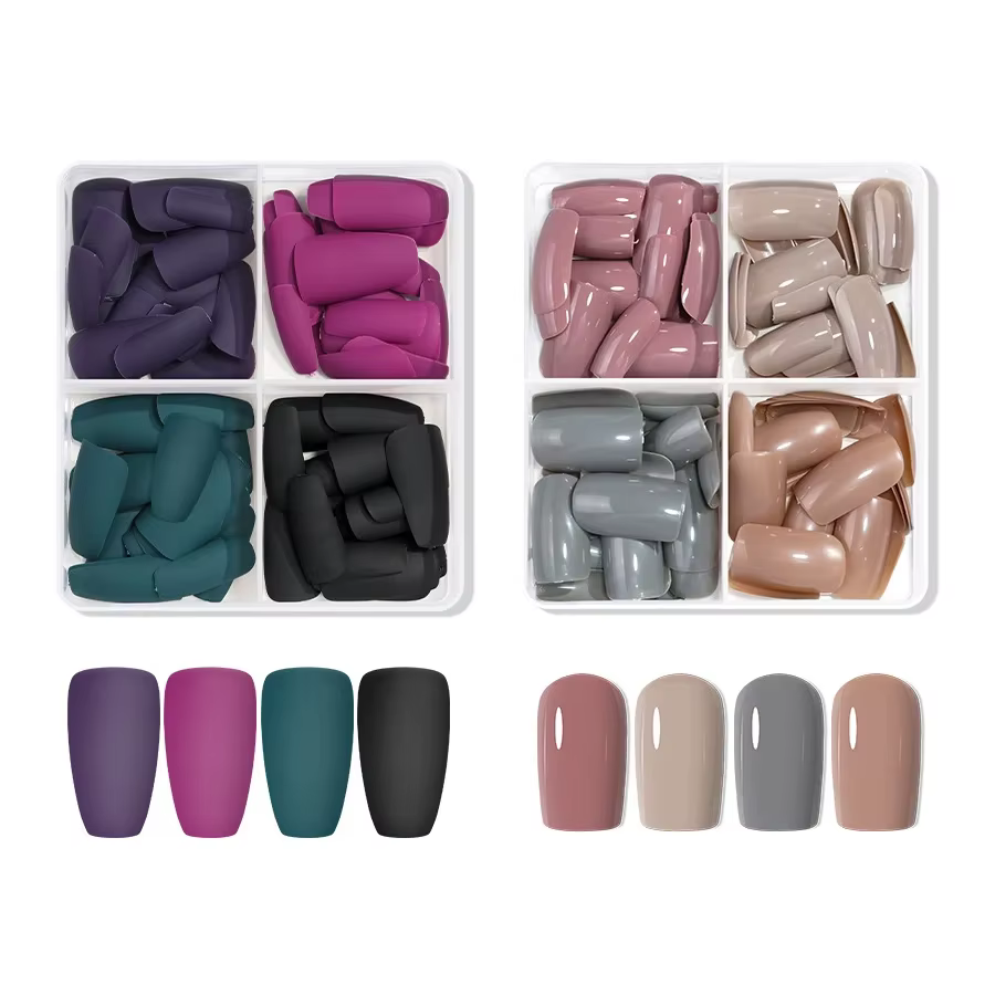 96 pièces ongles mats de couleur unie, faux ongles courts à couverture complète, faux ongles courts 