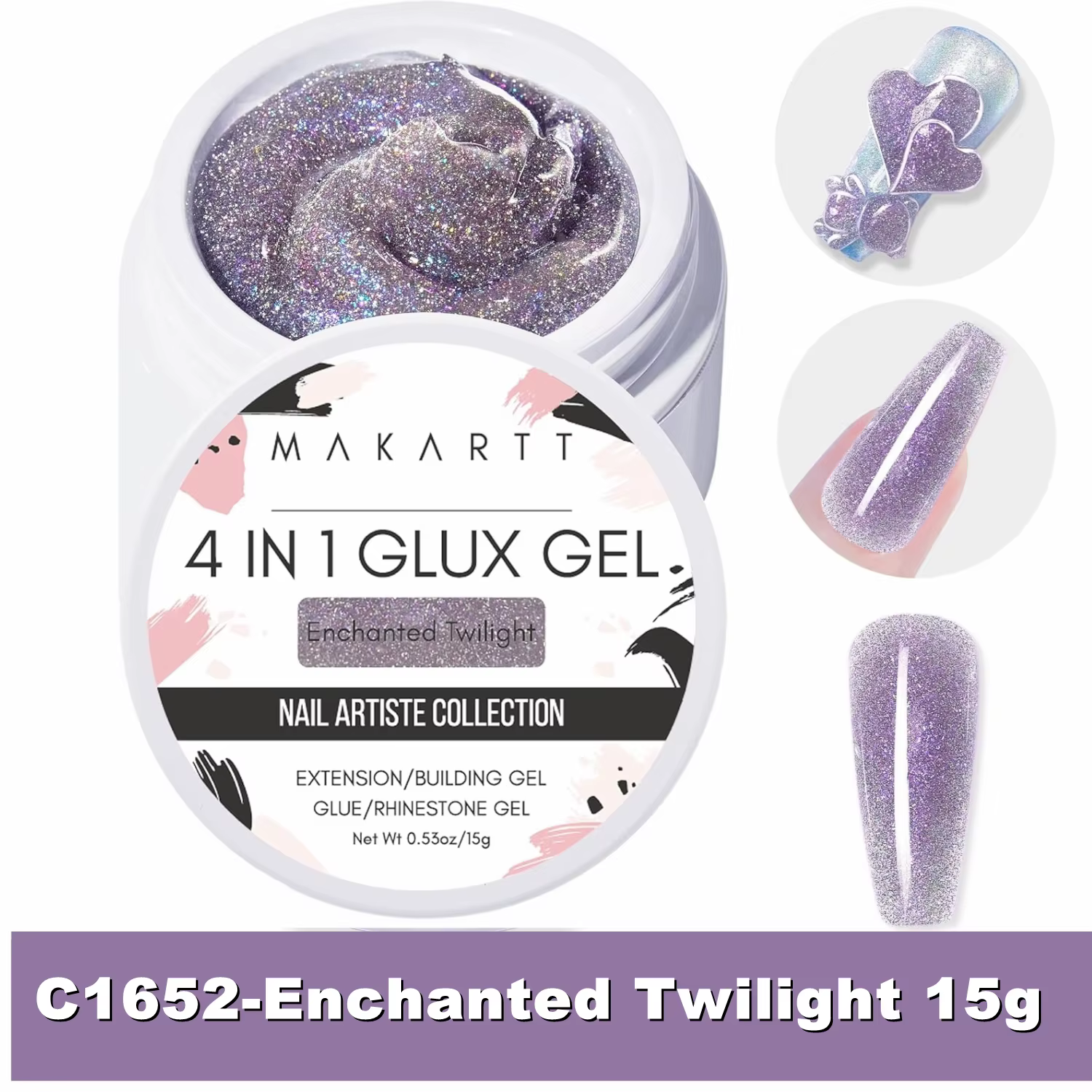 Makartt Solid Gel Builder : 4 en 1 blanc clair non collant pour extension d'ongles de sculpture 3D,