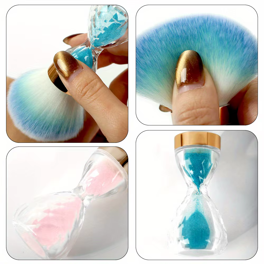 Brosse à poussière pour Nail Art, poignée en sablier, pour enlever la poudre, nettoyage doux, pour m