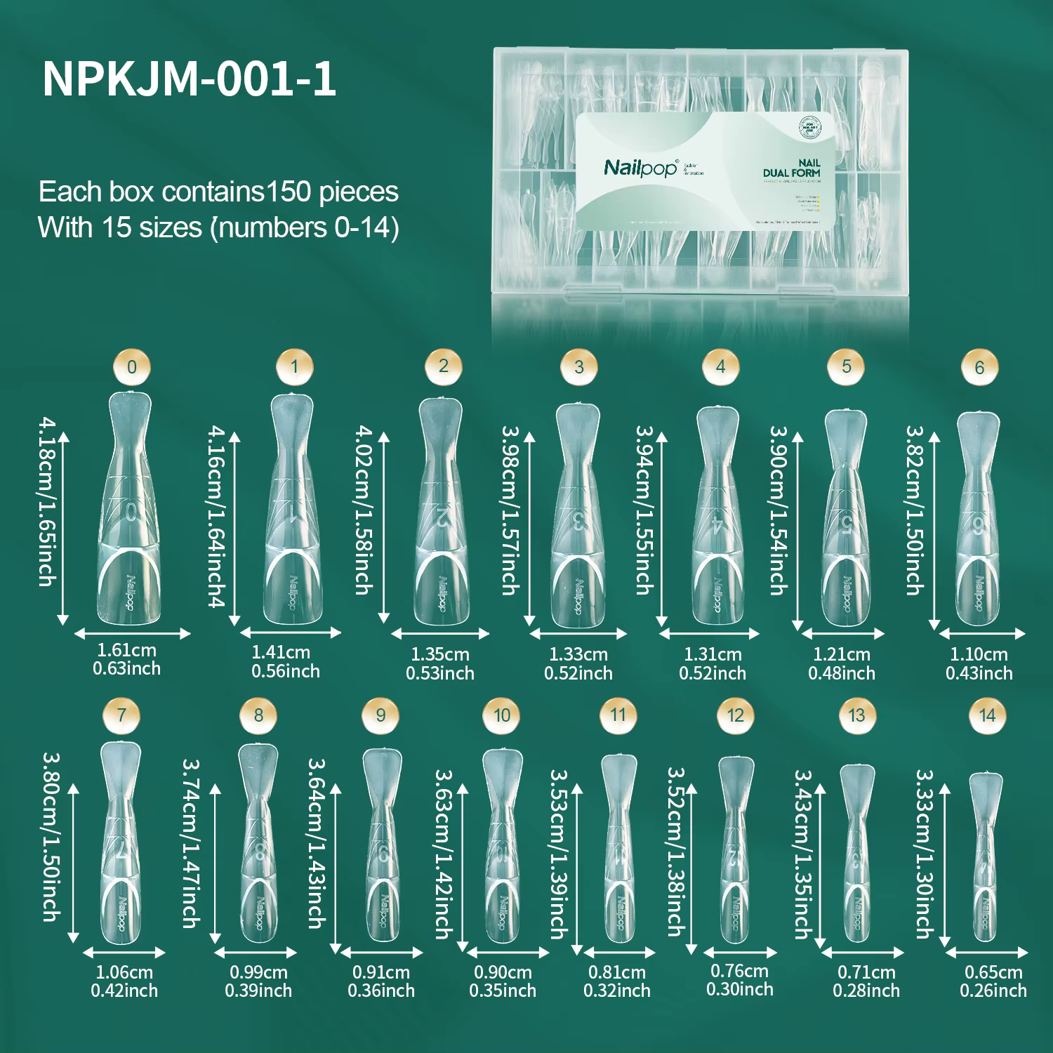 Nailpop F1 Moules à ongles doubles professionnels pour extension, pour créer des ongles à espace cre
