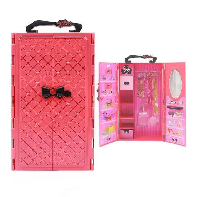 Meubles de maison de poupée, armoire à poupées, placard portable en plastique, peut ranger les vêtem