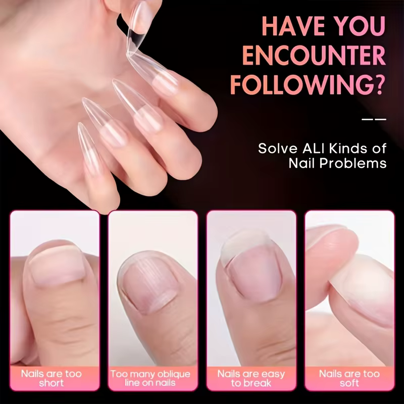 120 pièces d'ongles en boîte de style cercueil transparent/amande/talons hauts fins//carré/autres fo
