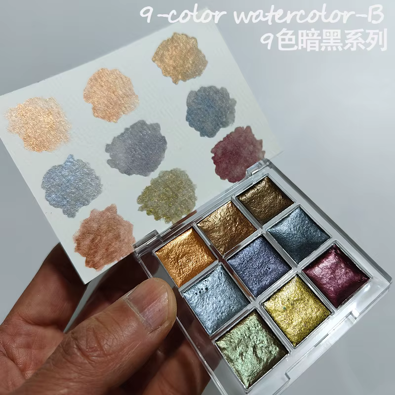 9 couleurs ongles couleur Pure Pigment Aurora Pearl Nail Art aquarelle métal Palette peinture Chrome