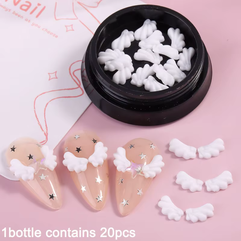 Décorations d'art d'ongles en forme d'ailes d'ange blanches |   Accessoires pour ongles de style jap