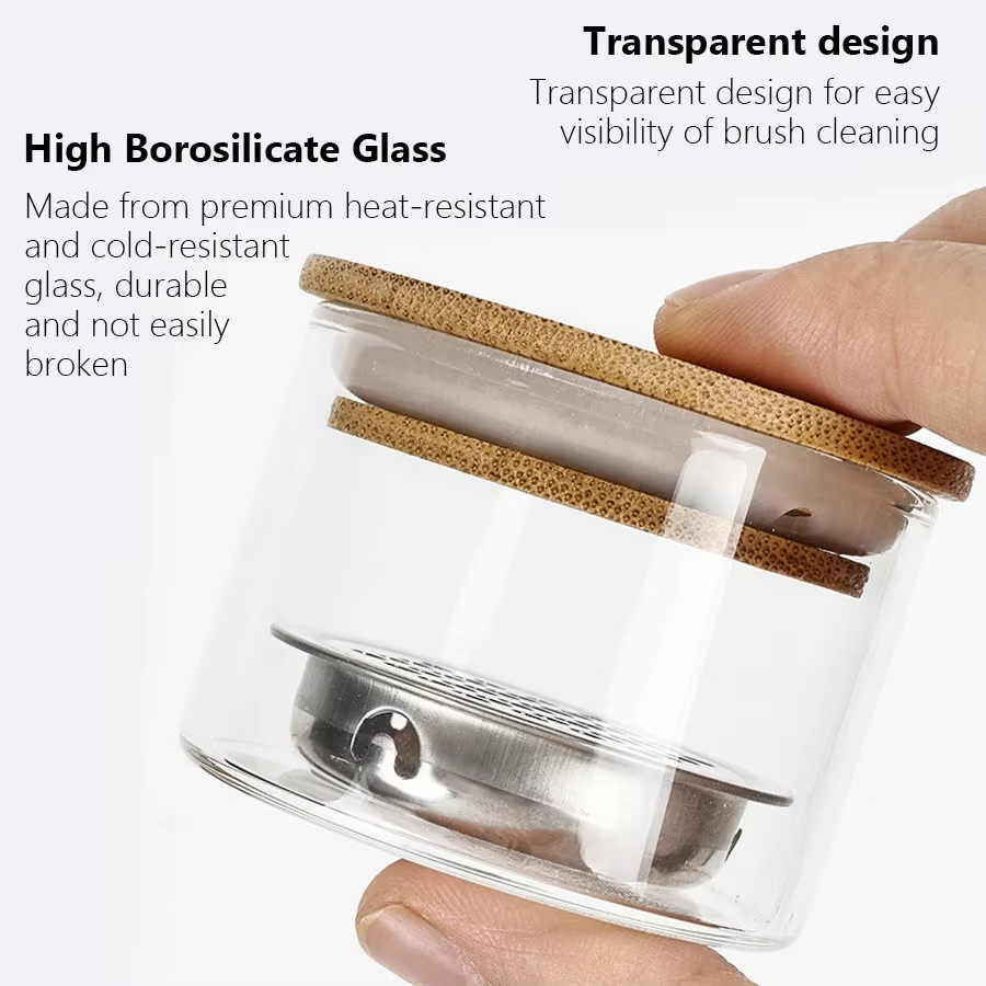 Filtre à mailles de verre Transparent, tasse de nettoyage de brosse à ongles pour vernis Gel et bros