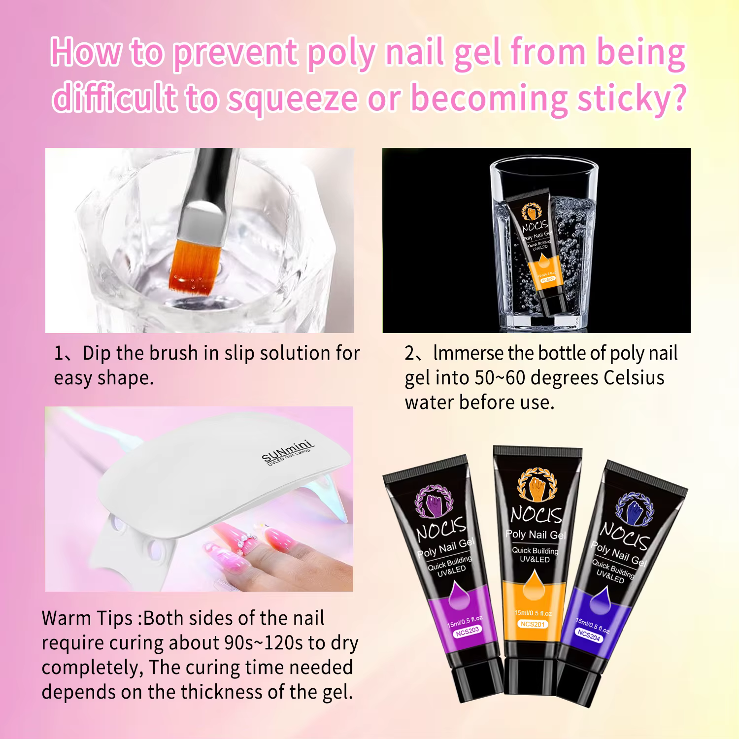 Kit de gel pour ongles NOCIS Neon Poly - Solution d'extension d'ongles brillante