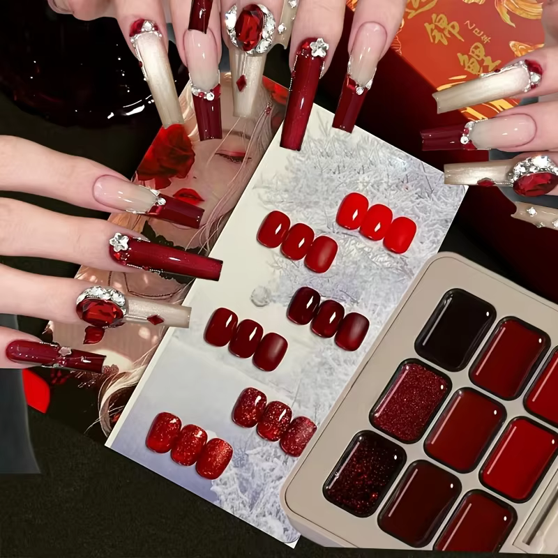 Vernis à ongles gel rouge bordeaux foncé 9 couleurs