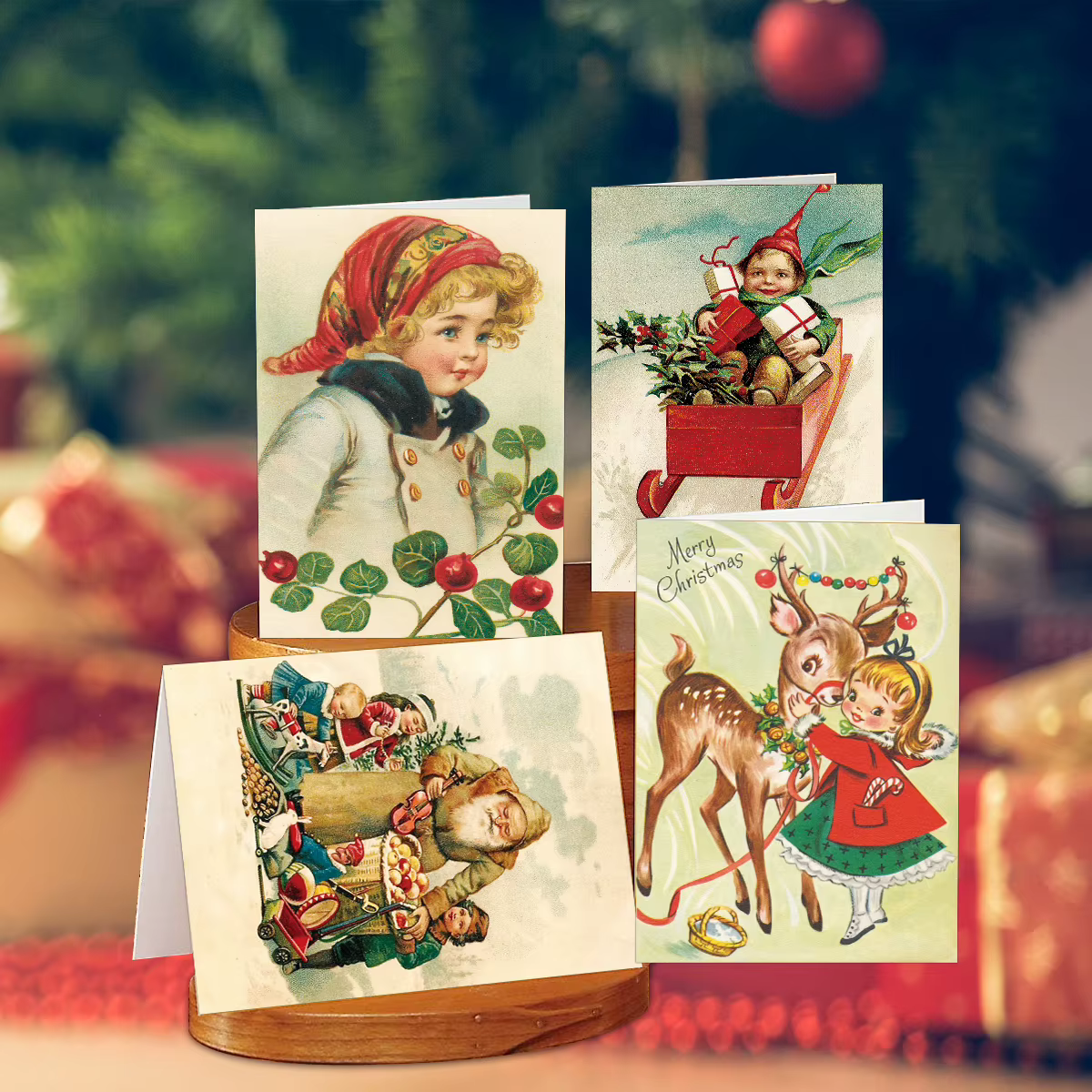 12 ensembles de cartes de vœux de noël Vintage avec enveloppe, anges de joyeux noël, carte postale du père noël, cartes de notes de vacances pour amis, famille