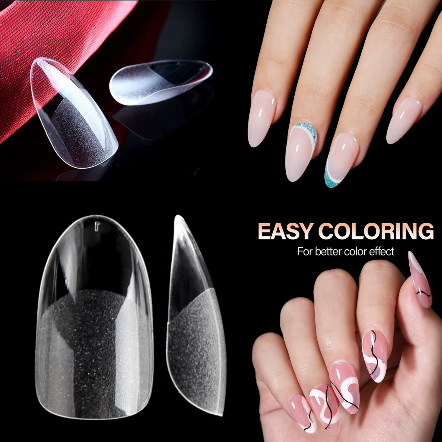 Faux ongles ovales préformés 504 pièces