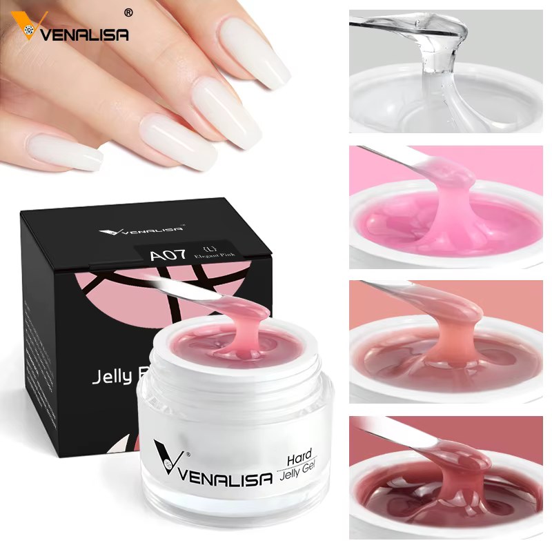 VENALISA Gelée UV/LED 50ml Transparente Rose Nude Camouflage pour Extension d'Ongles