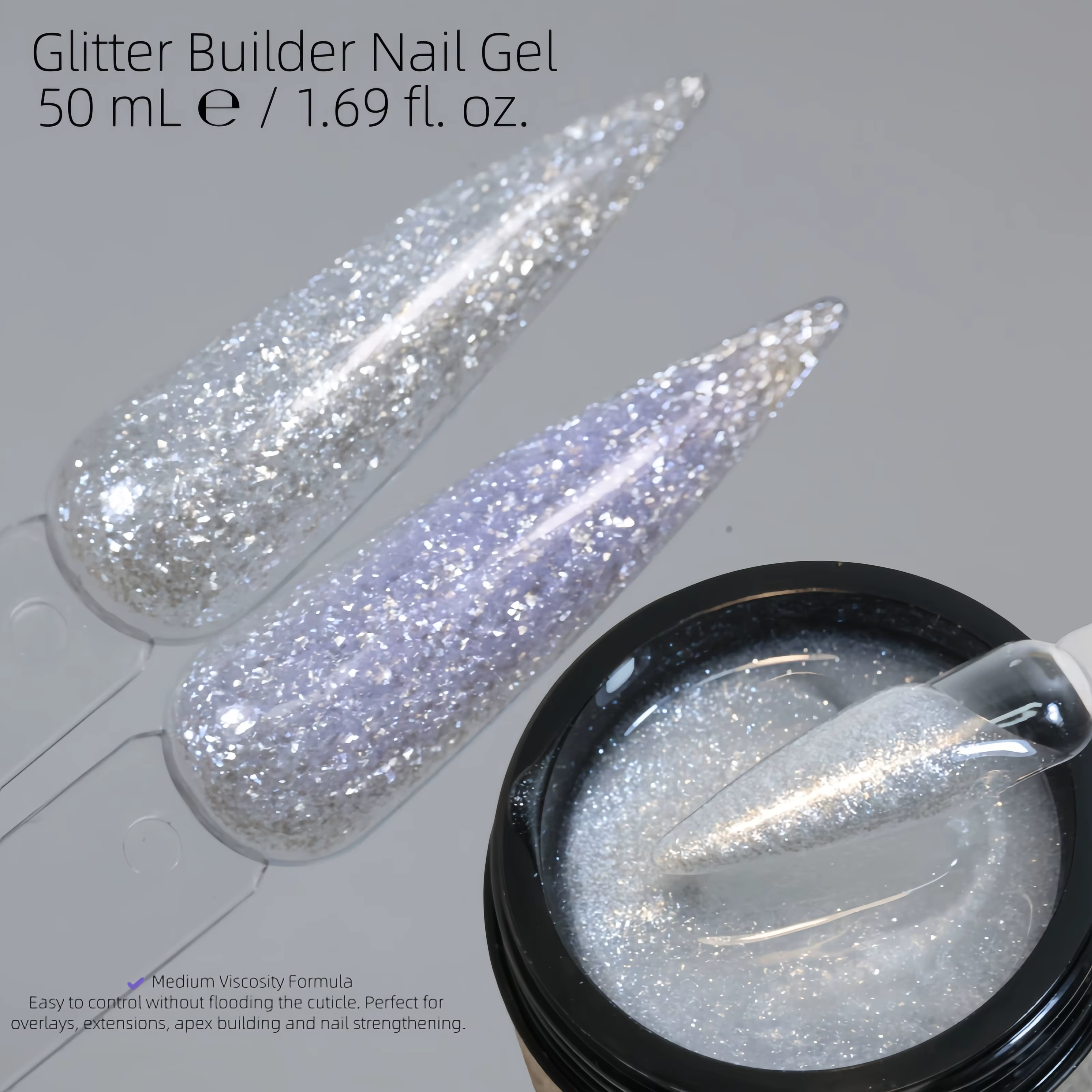MSHARE Gel de construction à paillettes 50ml sans TPO