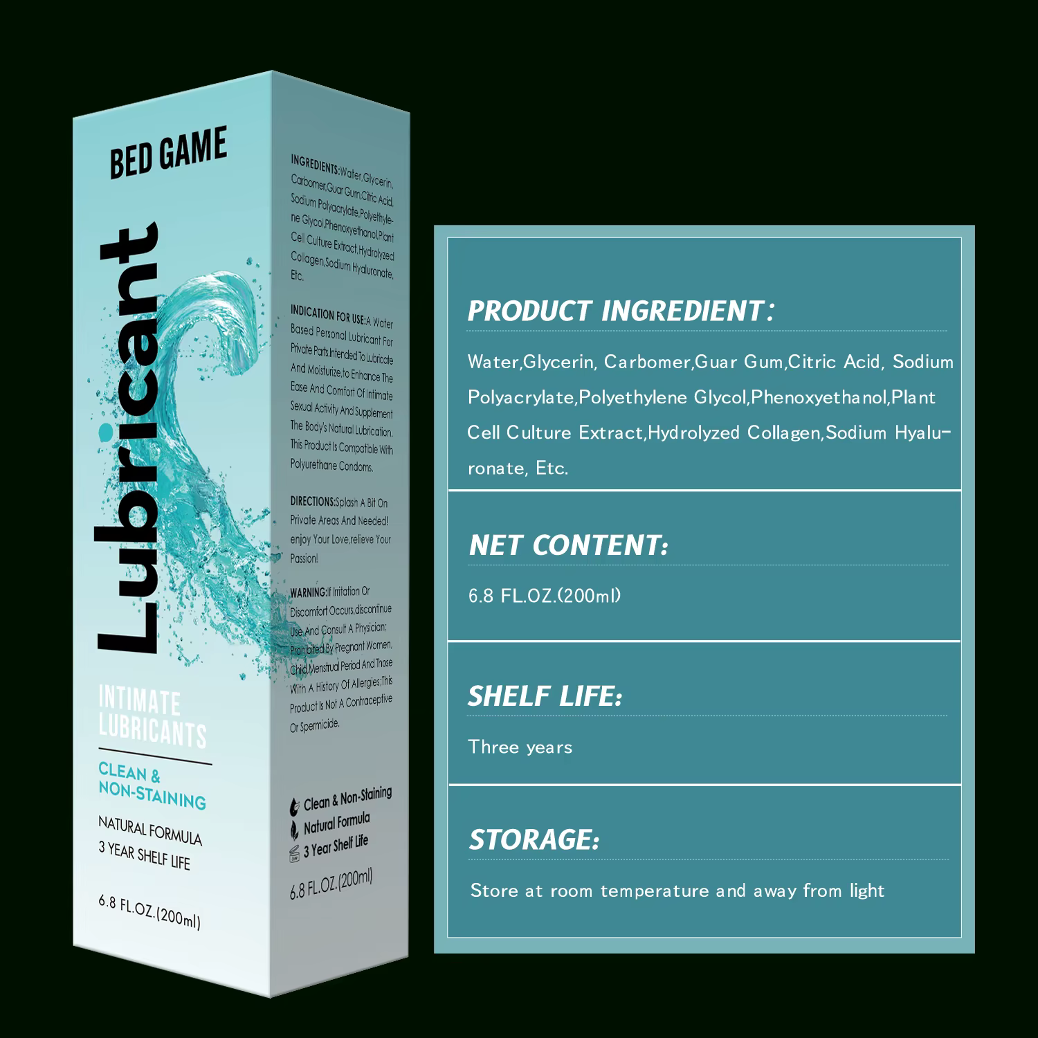 Gel lubrifiant intime à base d'eau, aromatisé à la menthe poivrée, soin personnel hydratant, longue durée, non tachant, 200 ml