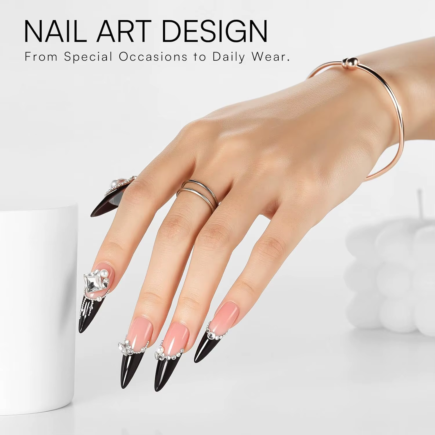 Kit de vernis à ongles gel noir et blanc