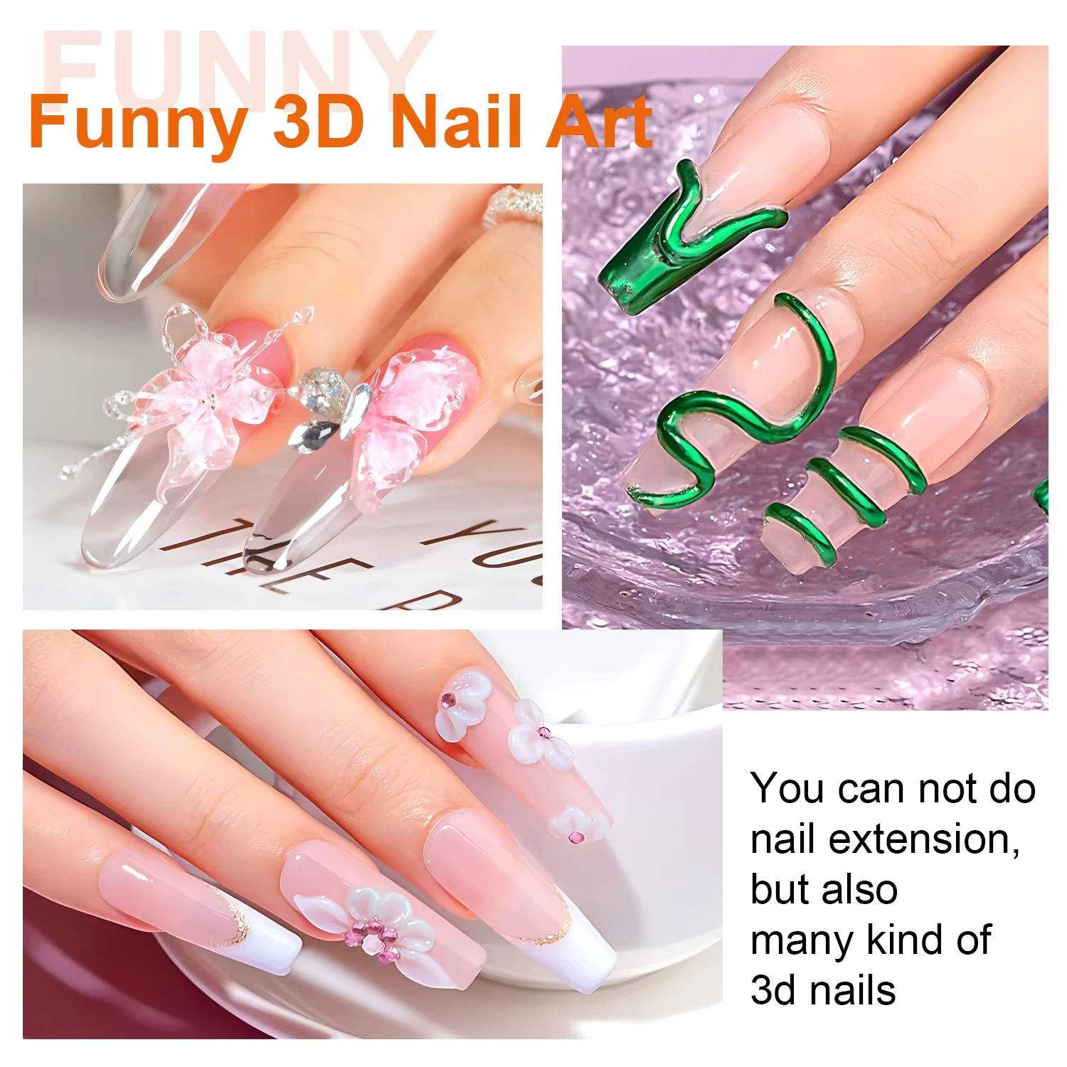 TWOING 15g Gel d'extension de main antiadhésif clair et blanc 3D façonnage sculpture Nail Art Gel dur solide pour faux ongles