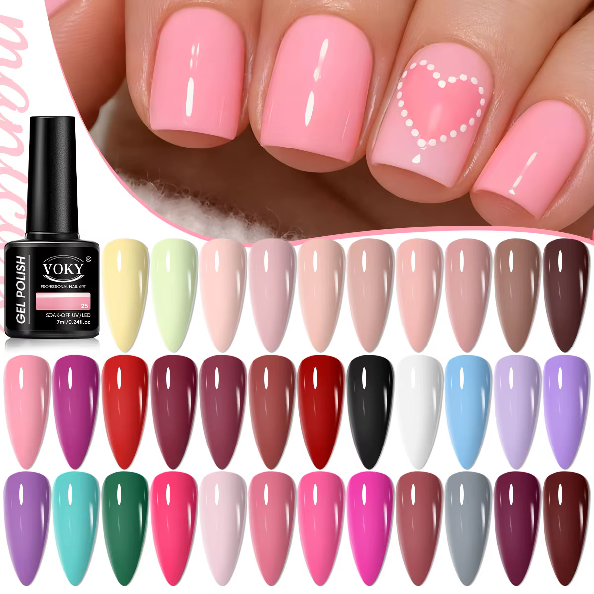 VOKY 6PCS/SET Ensemble de gel à ongles durable et amovible