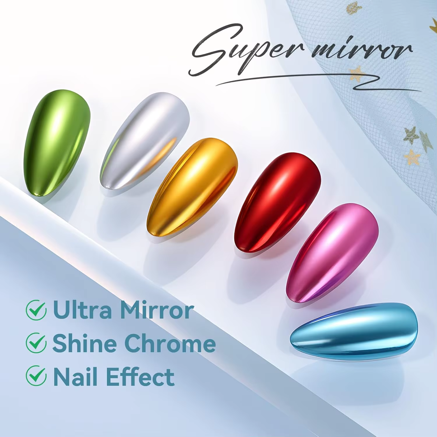 Top Coat Gel pour Poudre Chrome : Effet Miroir Brillant