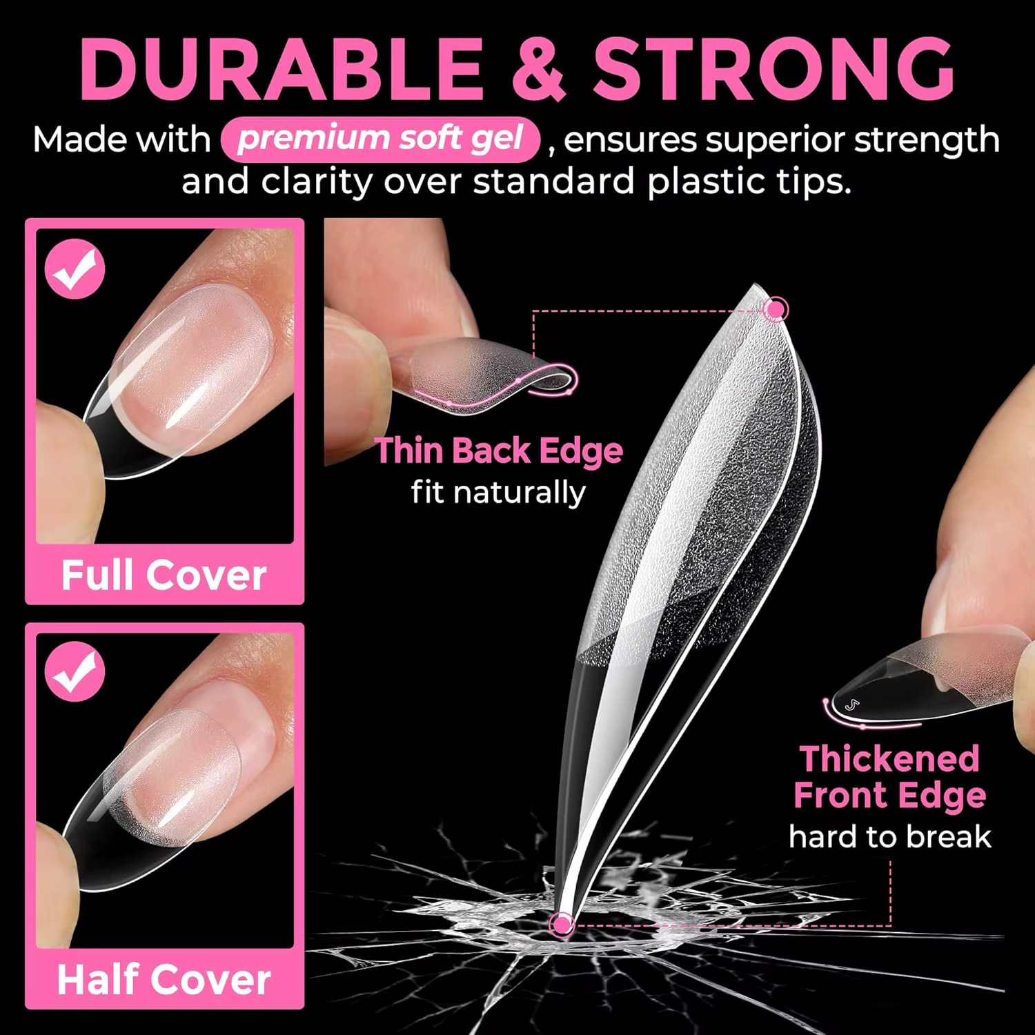 Faux ongles ovales préformés 504 pièces