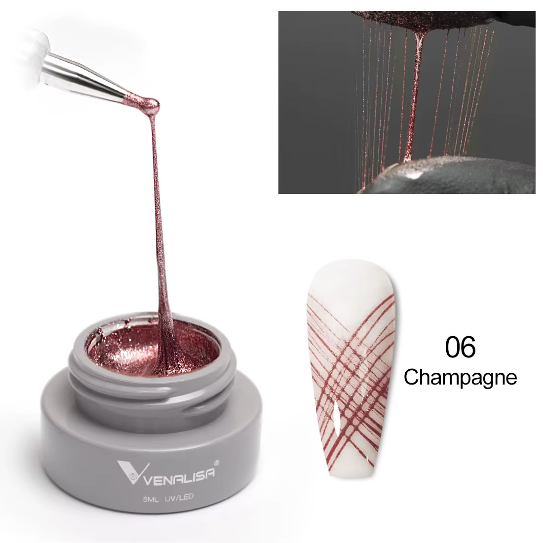 VENALISA Spider Liner peinture Gel nouvelle formule conception rapide couleur or Rose tremper UVLED manucure des ongles