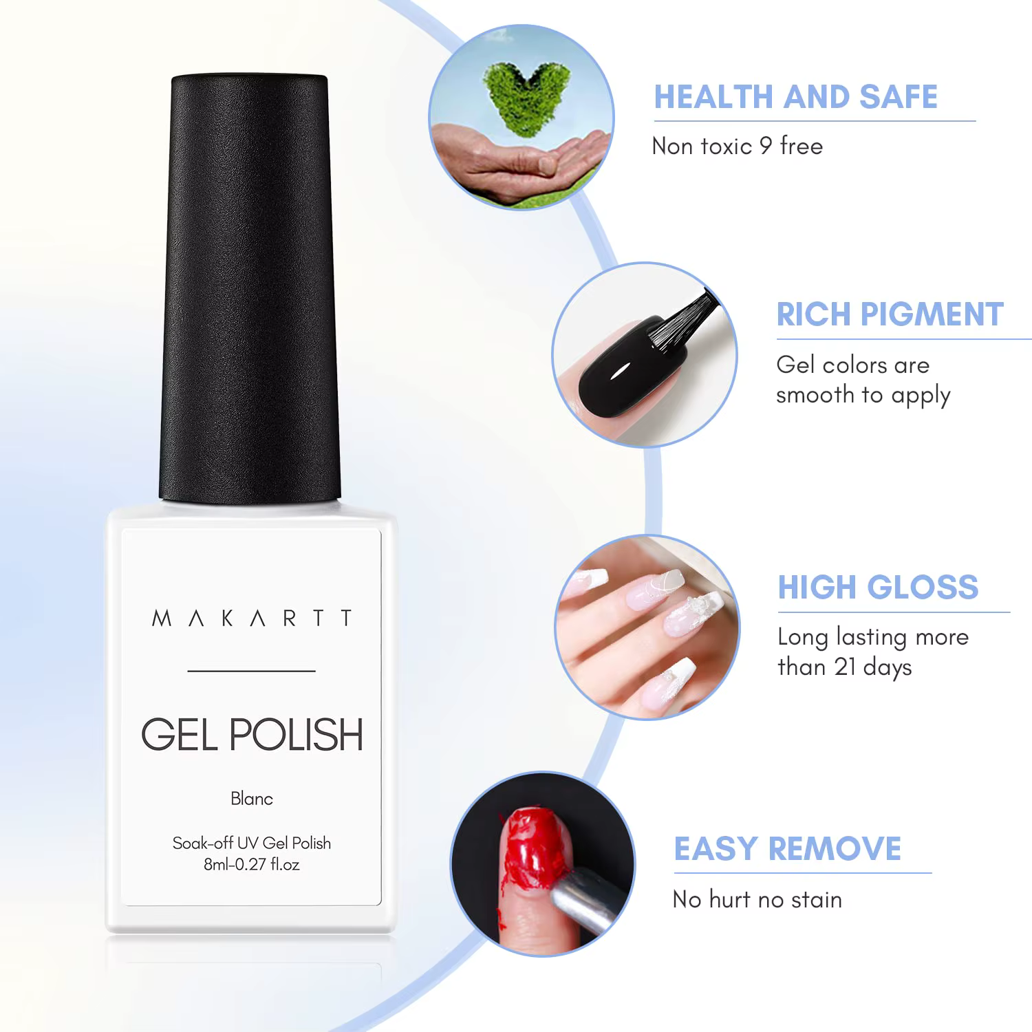 Kit de vernis à ongles gel noir et blanc
