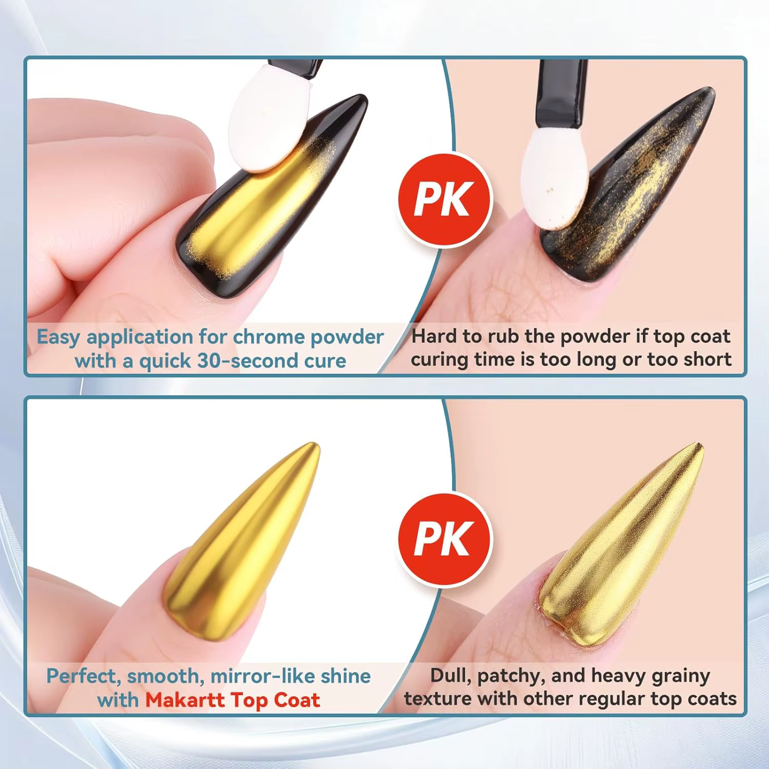 Top Coat Gel pour Poudre Chrome : Effet Miroir Brillant