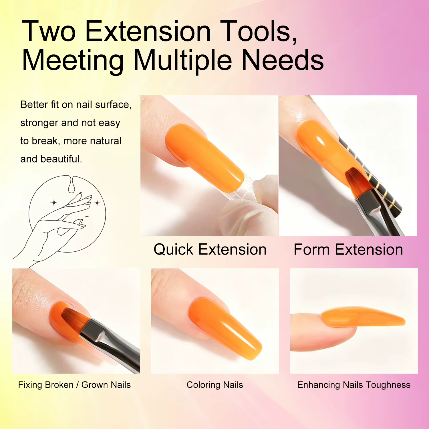 Kit de gel pour ongles NOCIS Neon Poly - Solution d'extension d'ongles brillante