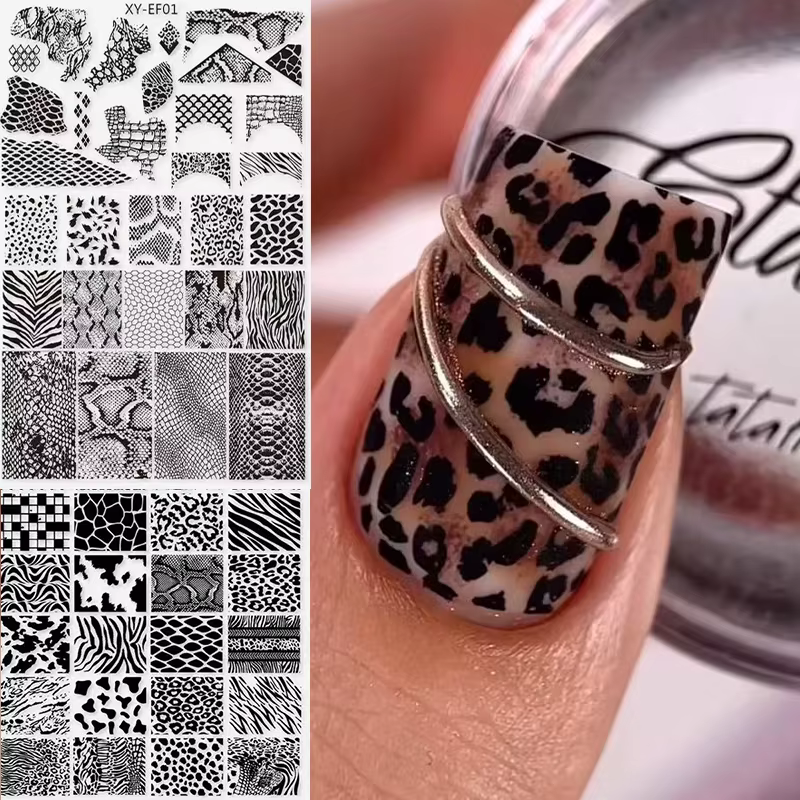 Nouvelle Image animale serpent léopard estampage d'ongles tigre zèbre