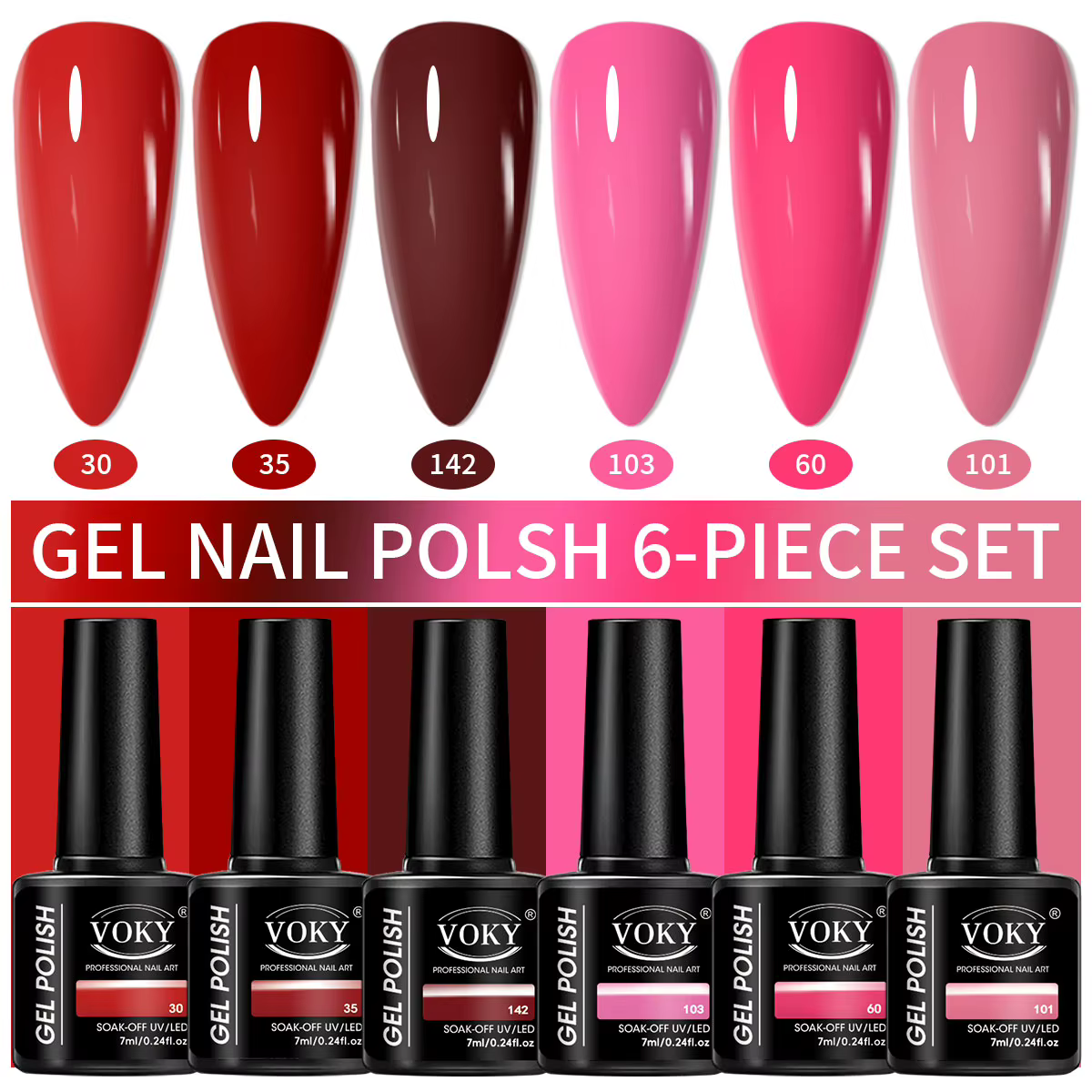 VOKY 6PCS/SET Ensemble de gel à ongles durable et amovible