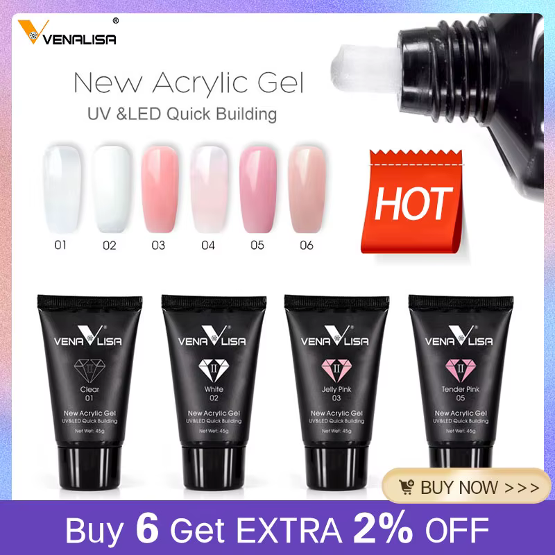 Venalisa nouveau Gel acrylique Poly Extension Gel pour ongles tremper UV LED pointes de tranche de Gel durables séchage rapide Transparent gelée Gel Base couche de finition