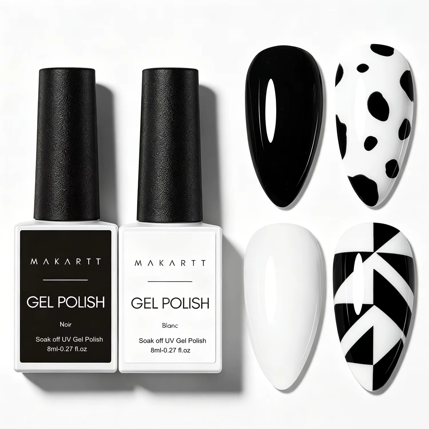 Kit de vernis à ongles gel noir et blanc
