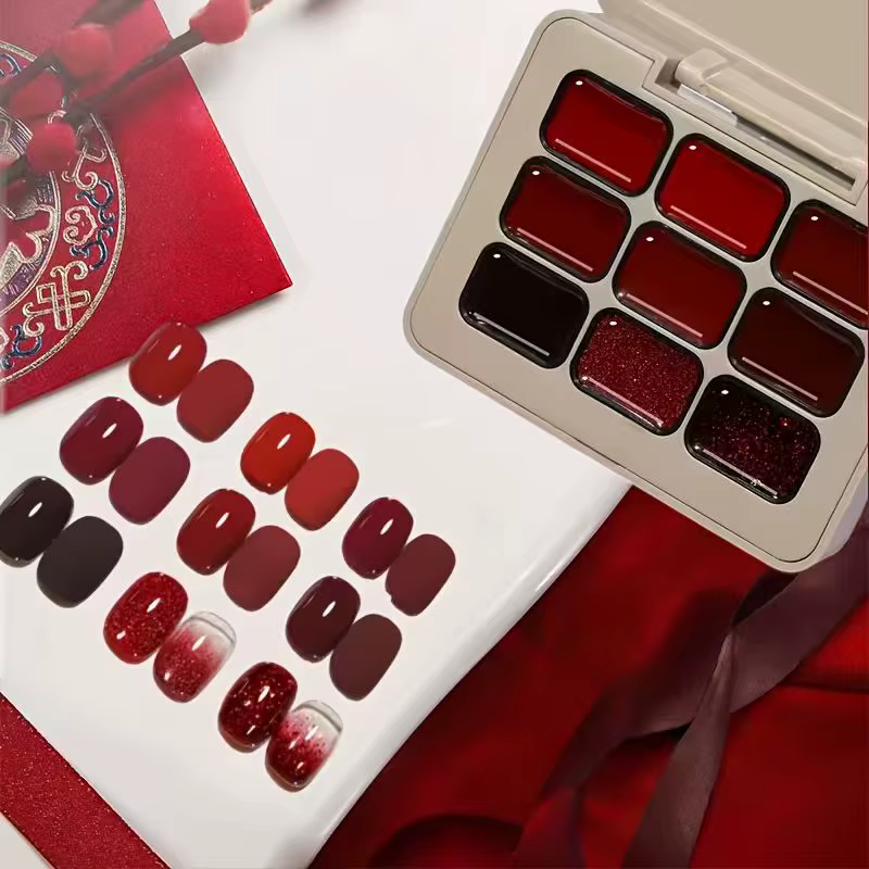 Vernis à ongles gel rouge bordeaux foncé 9 couleurs