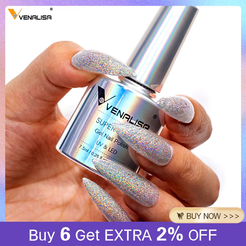 7.5ml VENALISA Super Sparkle Laser vernis à ongles Semi Permanent Gellack Nail Art Salon paillettes tremper le Gel