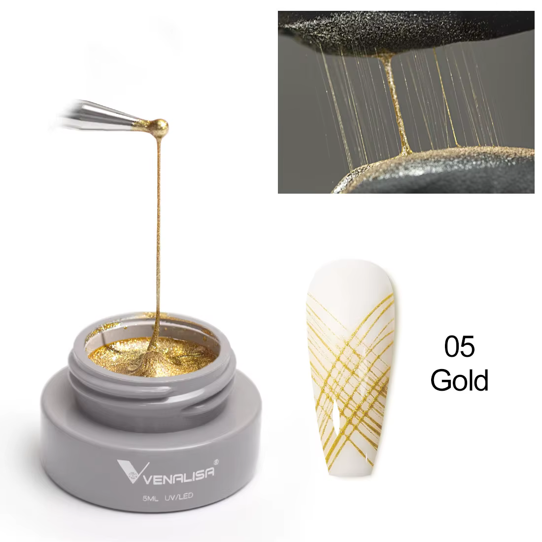VENALISA Spider Liner peinture Gel nouvelle formule conception rapide couleur or Rose tremper UVLED manucure des ongles
