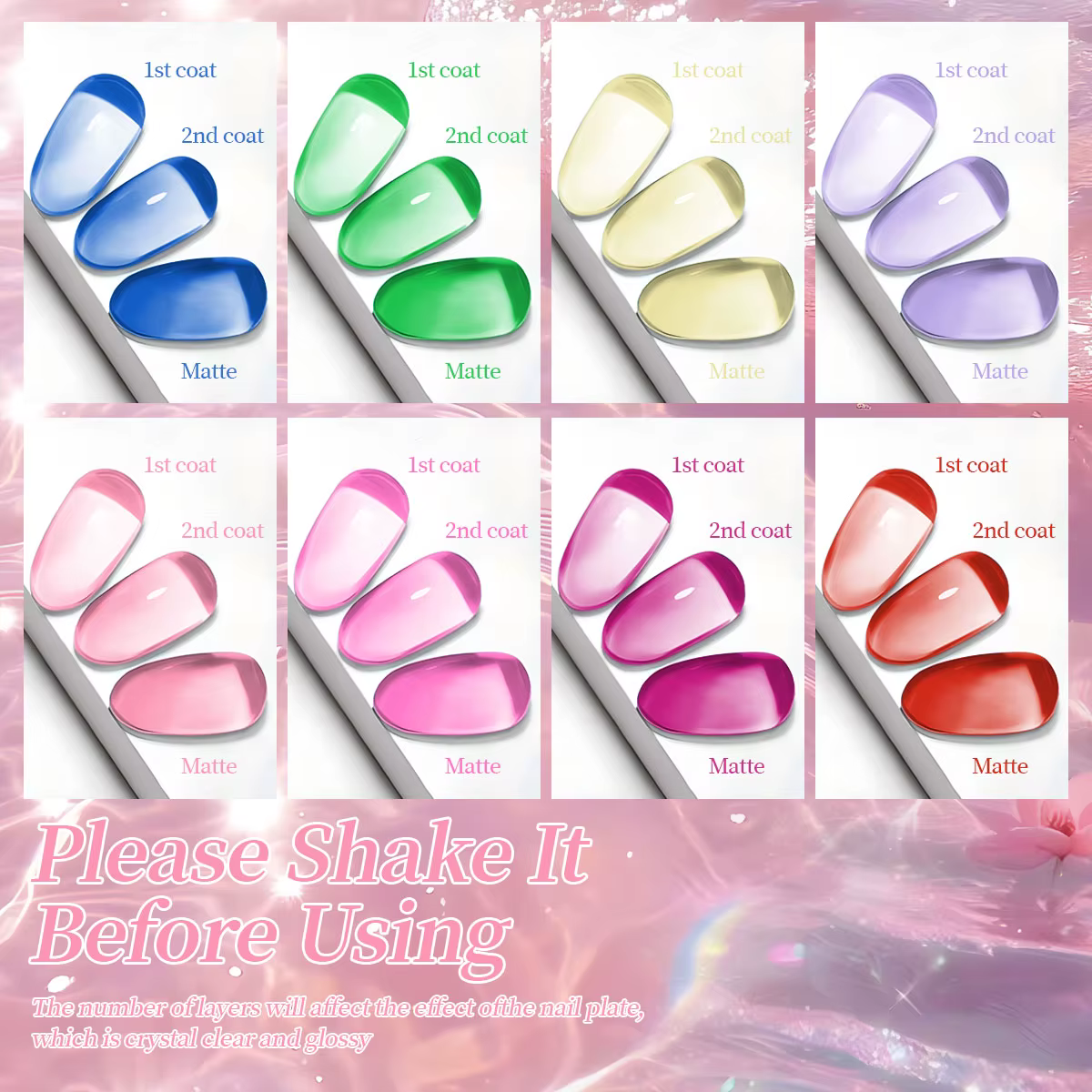 VOKY 8PCS/SET ensemble de gel amovible - durcissement par lampe LED