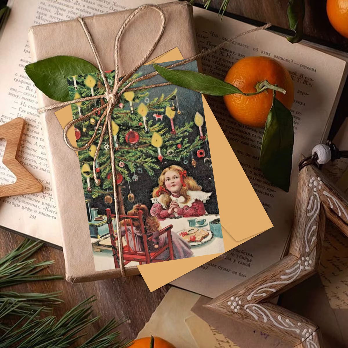 12 ensembles de cartes de vœux de noël Vintage avec enveloppe, anges de joyeux noël, carte postale du père noël, cartes de notes de vacances pour amis, famille
