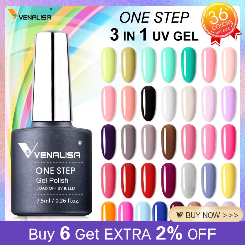 3 en 1 VENALISA une étape vernis à ongles couverture complète magnifique couleur tremper UV LED